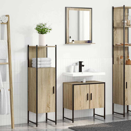 Bathroom Furniture Set with Shelf 3 pcs Brown 60 x 33 x 60 cm
