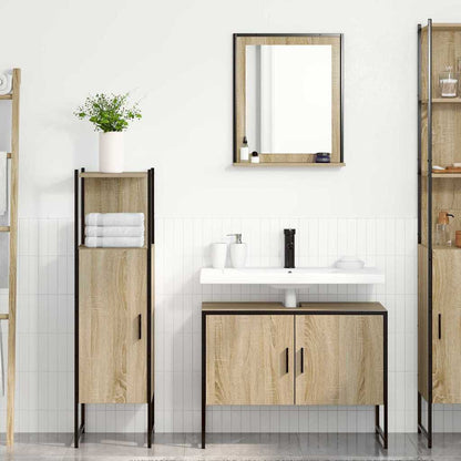 Bathroom Furniture Set with Door 3 pcs Brown 33 x 33 x 120.5 cm