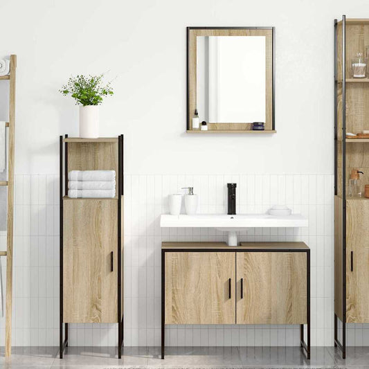 Bathroom Furniture Set with Door 3 pcs Brown 33 x 33 x 120.5 cm