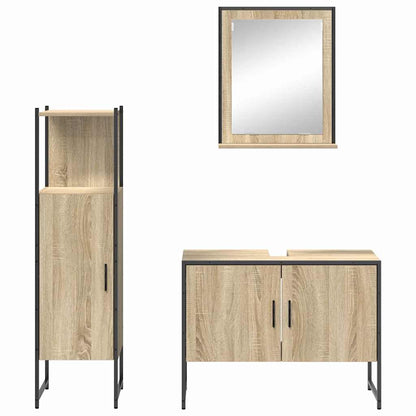 Bathroom Furniture Set with Door 3 pcs Brown 33 x 33 x 120.5 cm