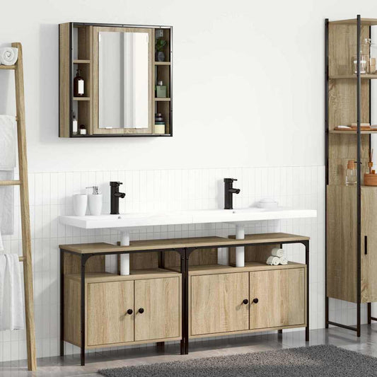 Bathroom Cabinet Set with Door 3 pcs Sonoma oak 80 x 30 x 60 cm