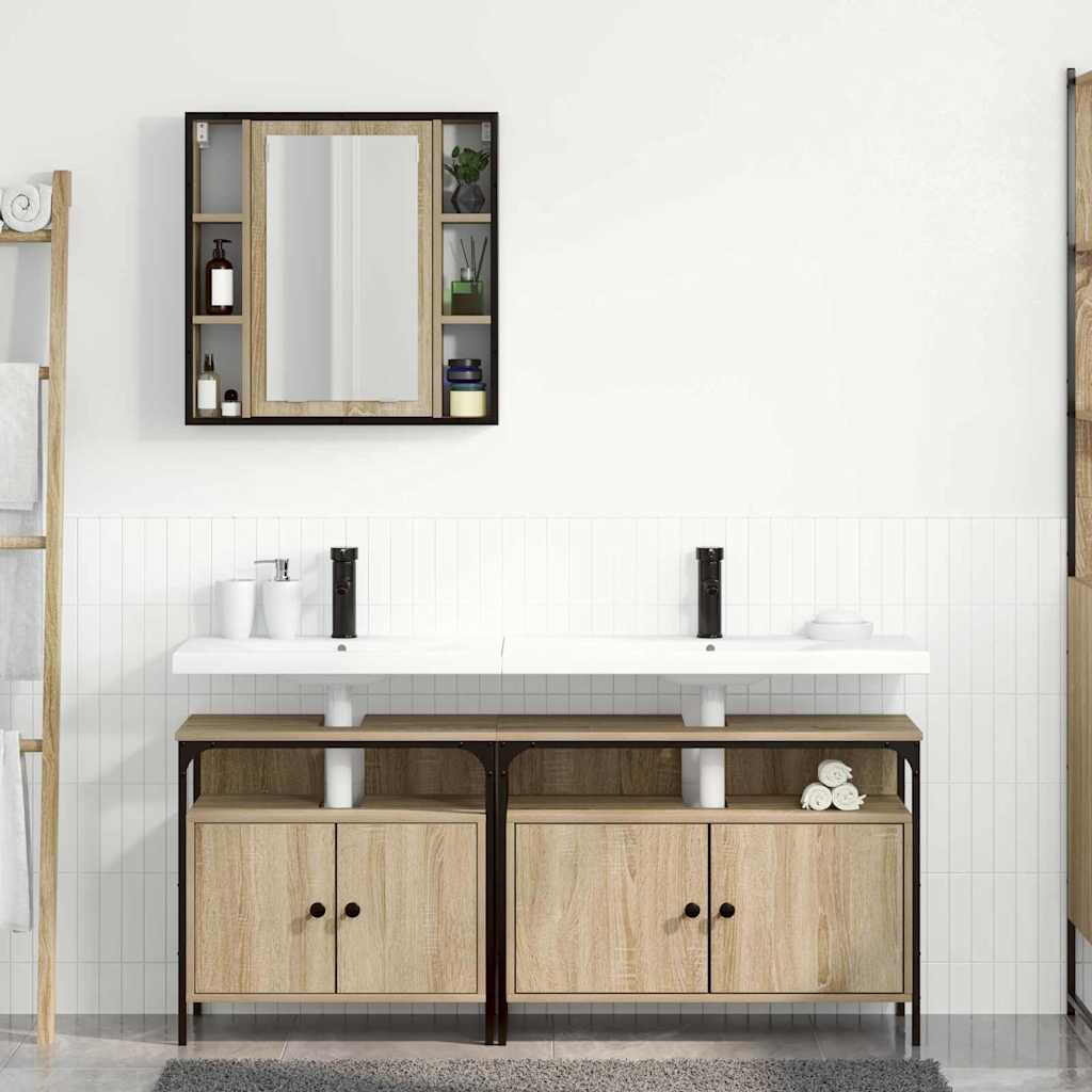 Bathroom Cabinet Set with Door 3 pcs Sonoma oak 80 x 30 x 60 cm