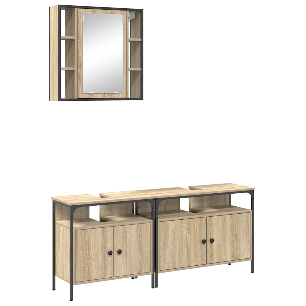 Bathroom Cabinet Set with Door 3 pcs Sonoma oak 80 x 30 x 60 cm