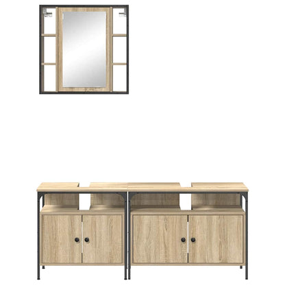 Bathroom Cabinet Set with Door 3 pcs Sonoma oak 80 x 30 x 60 cm