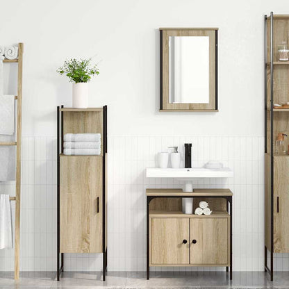 Bathroom Furniture Set with Door 3 pcs Brown 33 x 33 x 120.5 cm