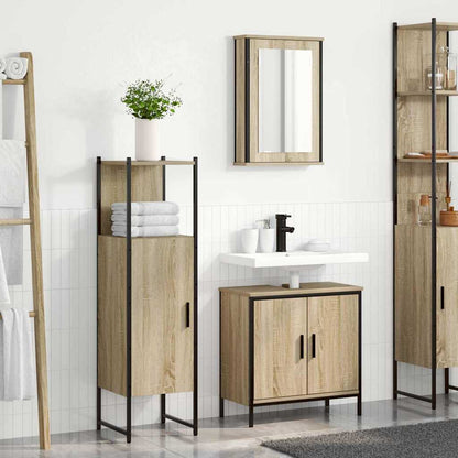 Bathroom Furniture Set with Shelf 3 pcs Brown 60 x 30 x 60 cm