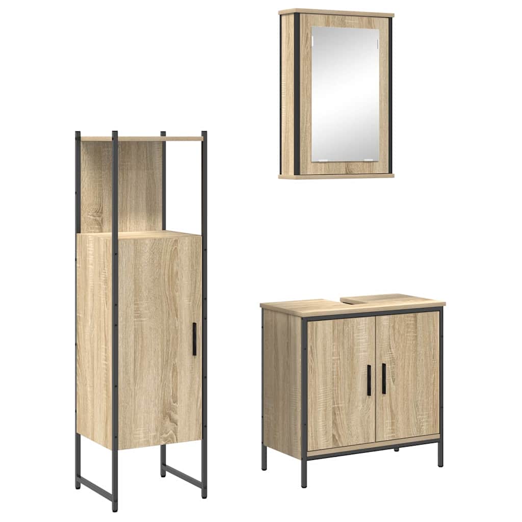 Bathroom Furniture Set with Shelf 3 pcs Brown 60 x 30 x 60 cm