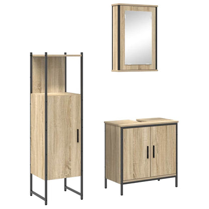 Bathroom Furniture Set with Shelf 3 pcs Brown 60 x 30 x 60 cm