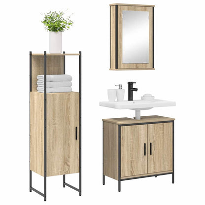Bathroom Furniture Set with Shelf 3 pcs Brown 60 x 30 x 60 cm