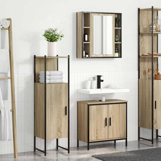 Bathroom Furniture Set with Shelf 3 pcs Brown 60 x 30 x 60 cm
