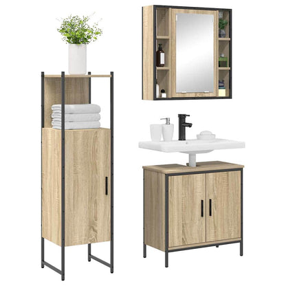 Bathroom Furniture Set with Shelf 3 pcs Brown 60 x 30 x 60 cm