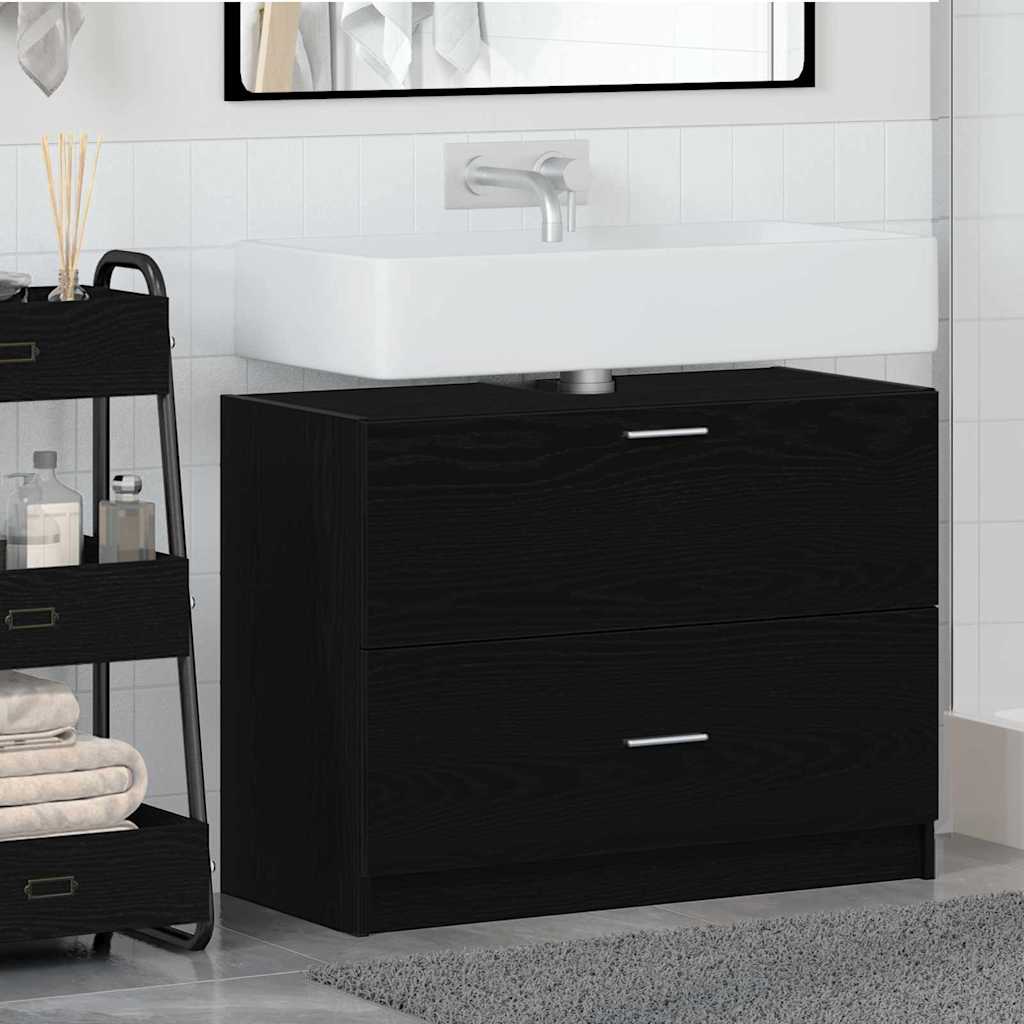 Bathroom Cabinet Black Oak 78 x 37 x 59 cm Engineered wood
