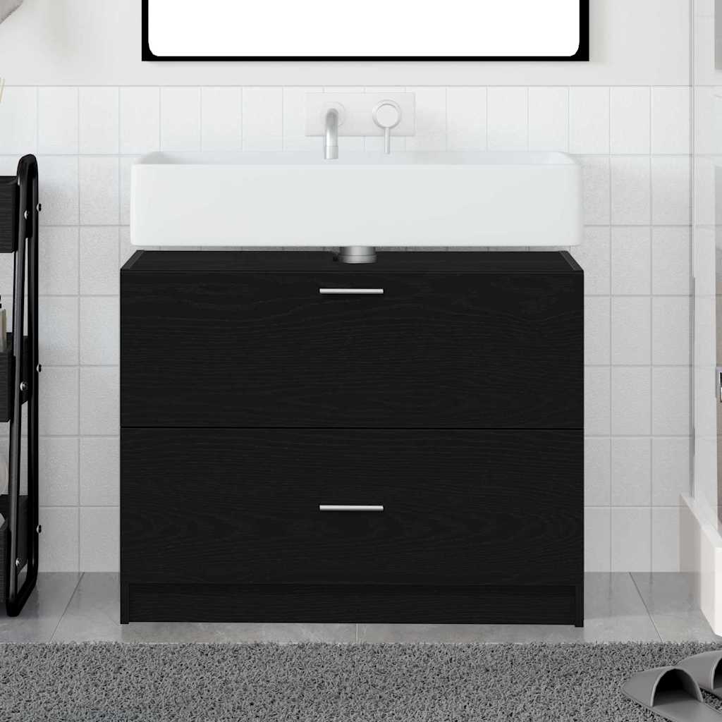 Bathroom Cabinet Black Oak 78 x 37 x 59 cm Engineered wood