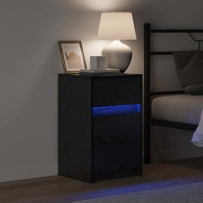 Bedside Cabinet with Black oak 38 x 34 x 61 cm Engineered wood