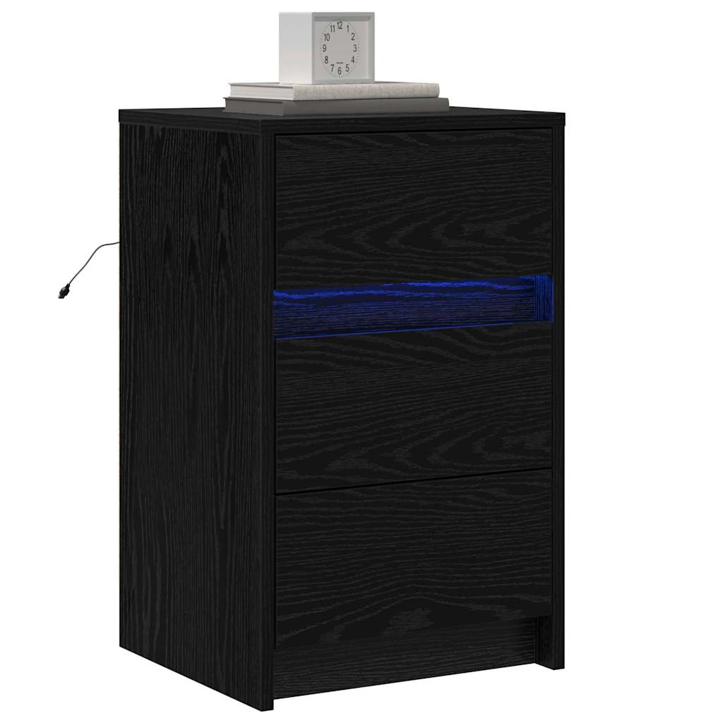 Bedside Cabinet with Black oak 38 x 34 x 61 cm Engineered wood
