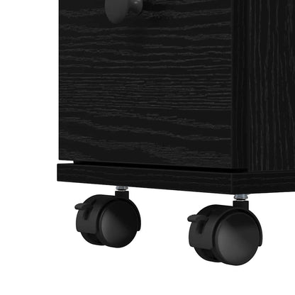 Bathroom Furniture Set with Wheel Black Oak 33 x 23 x 65 cm