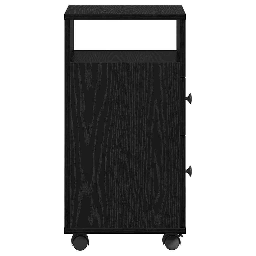 Bathroom Furniture Set with Wheel Black Oak 33 x 23 x 65 cm