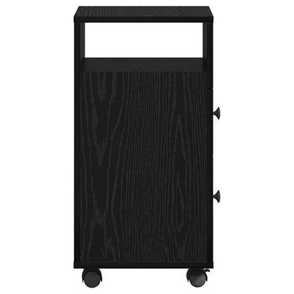 Bathroom Furniture Set with Wheel Black Oak 33 x 23 x 65 cm