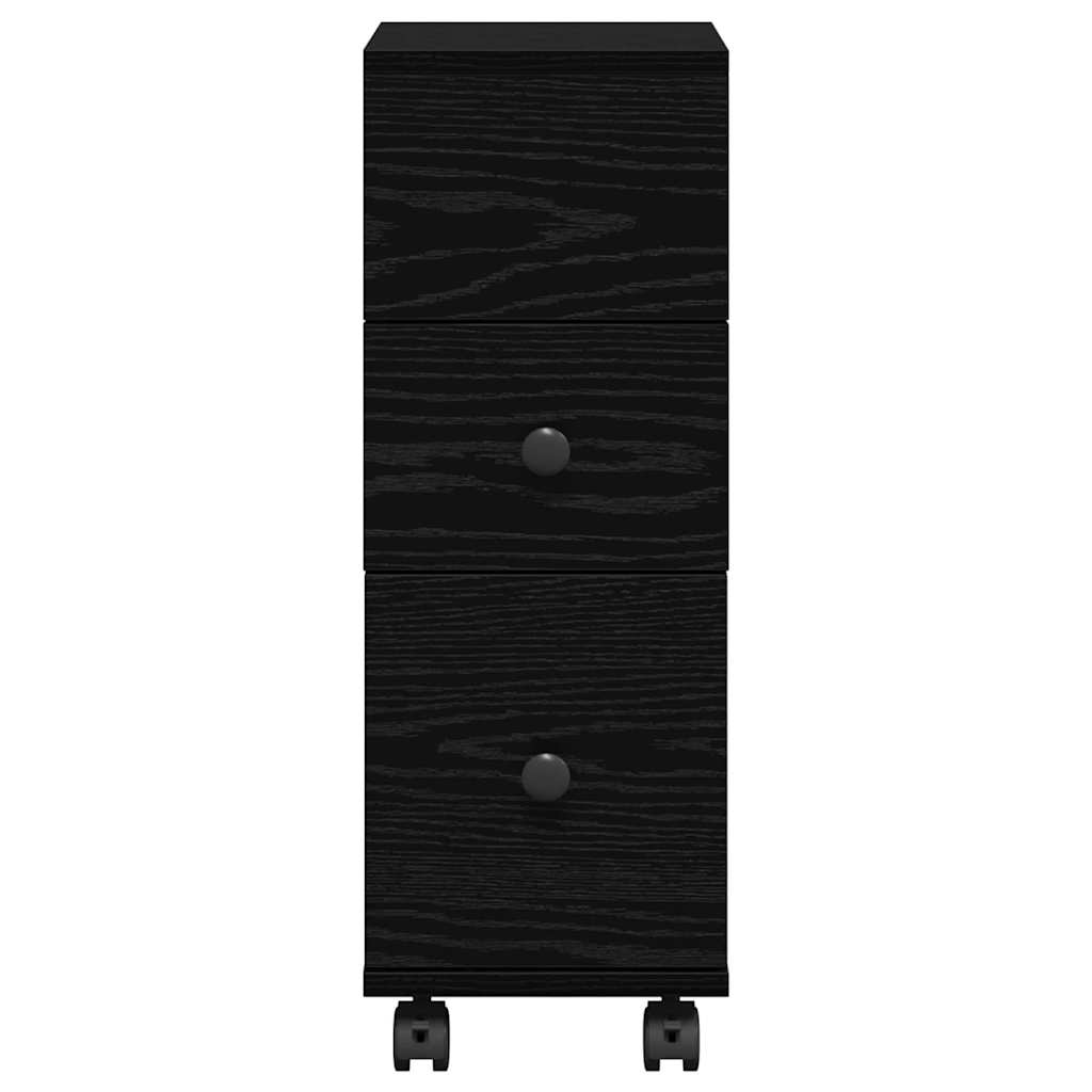 Bathroom Furniture Set with Wheel Black Oak 33 x 23 x 65 cm