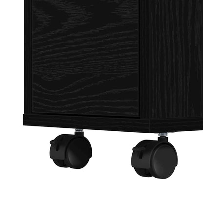 Bathroom Furniture Set with Wheel Black Oak 65 x 23 x 87 cm