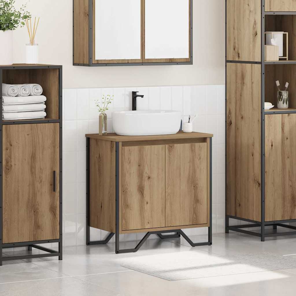 Bathroom Sink Cabinet with Storage Artisan Oak 60 x 35 x 60 cm