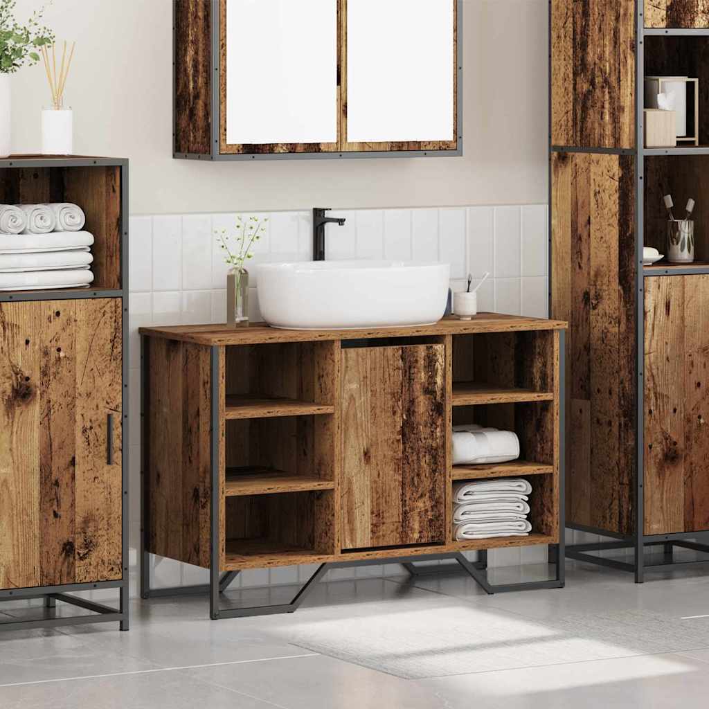 Bathroom Sink Cabinet Old Wood 91 x 35 x 60 cm Engineered wood