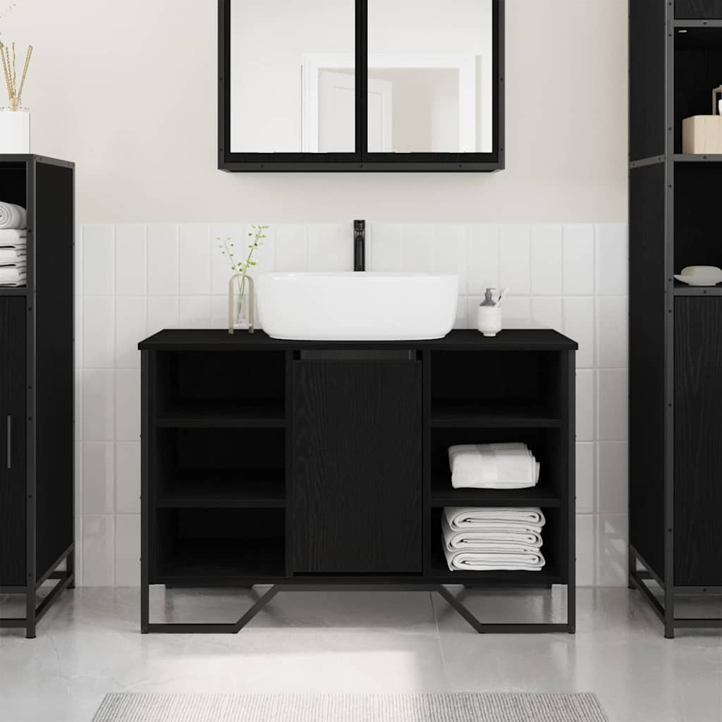 Bathroom Sink Cabinet Black Oak 91 x 35 x 60 cm Engineered wood