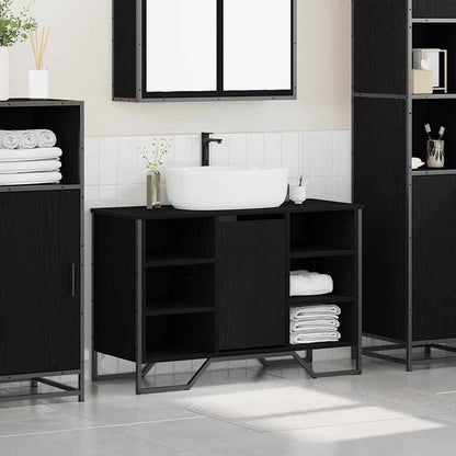 Bathroom Sink Cabinet Black Oak 91 x 35 x 60 cm Engineered wood