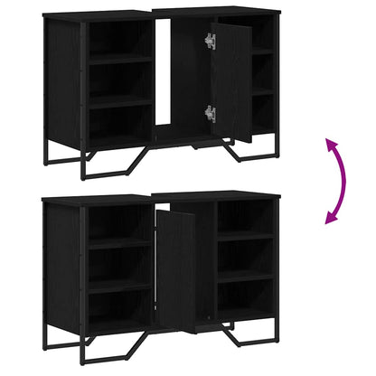 Bathroom Sink Cabinet Black Oak 91 x 35 x 60 cm Engineered wood