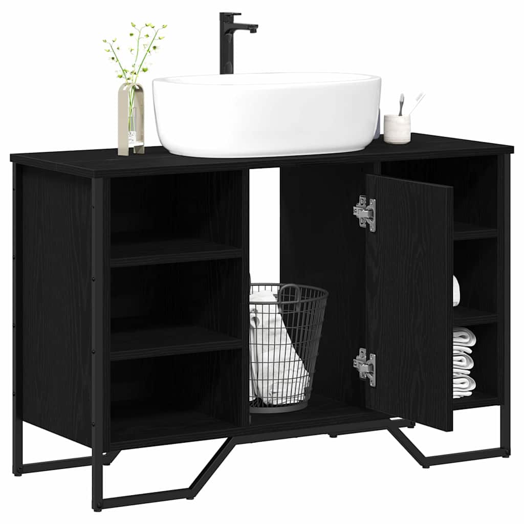 Bathroom Sink Cabinet Black Oak 91 x 35 x 60 cm Engineered wood