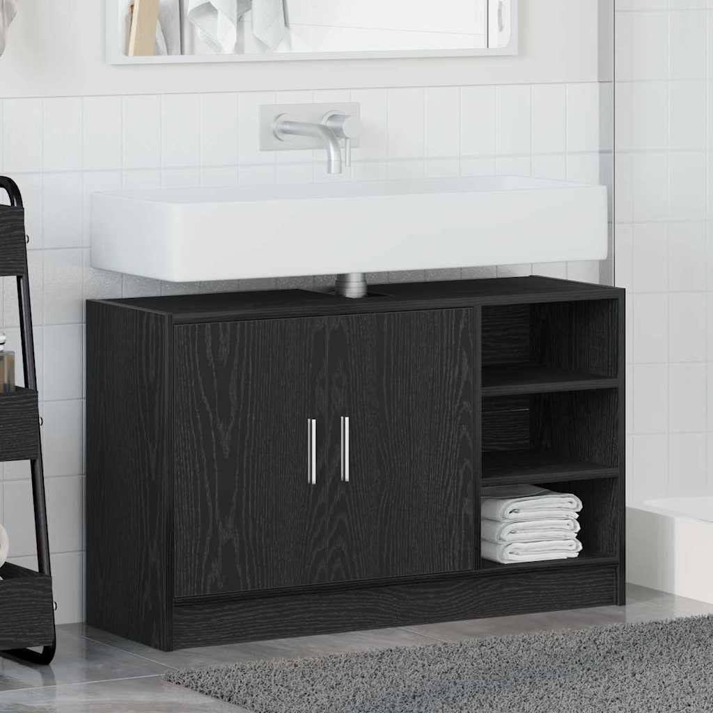 Bathroom Cabinet Black Oak 90 x 29 x 55 cm Engineered wood