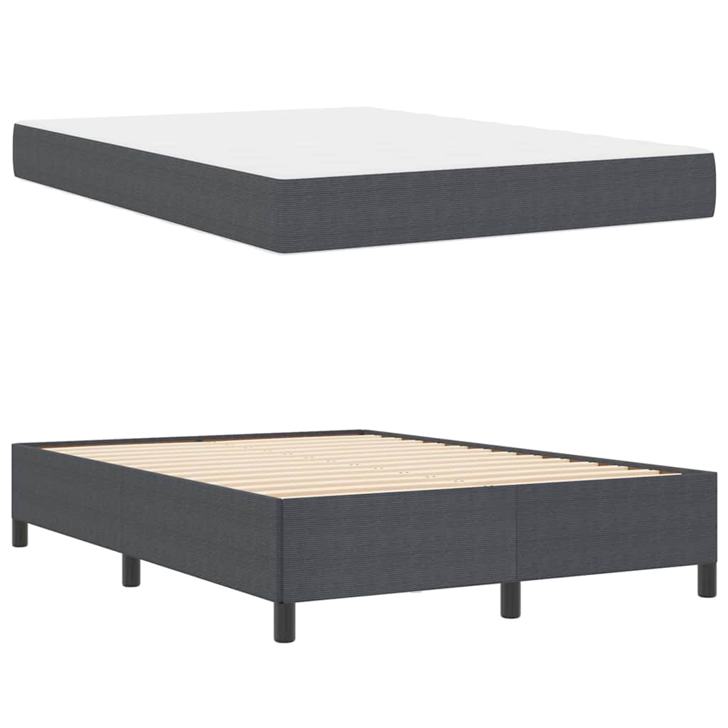 Bed Frame Dark grey 140 x 200 cm Corduroy fabric