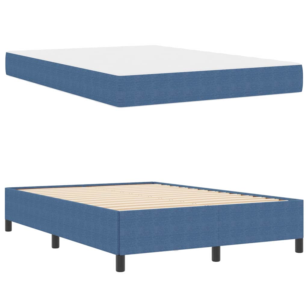 Bed Frame Blue 140 x 200 cm Corduroy fabric