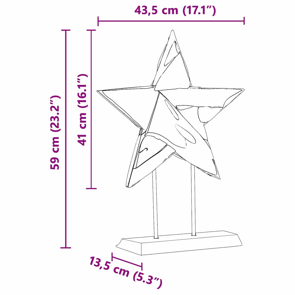 Christmas Star Brown 45 x 5 x 60 cm Solid Teak Wood