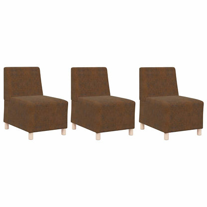 Sofa Chair 3 pcs Brown 55 x 74 x 82 cm Faux suede leather