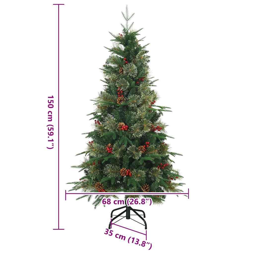 Artificial Hinged Christmas Tree Green 150 cm PVC, PE and steel