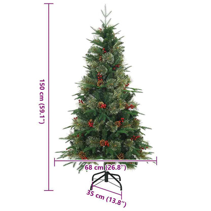 Artificial Hinged Christmas Tree Green 150 cm PVC, PE and steel