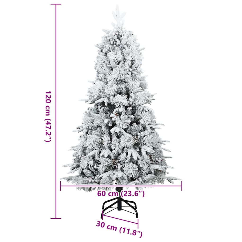 Artificial Hinged Christmas Tree Green and white 120 cm