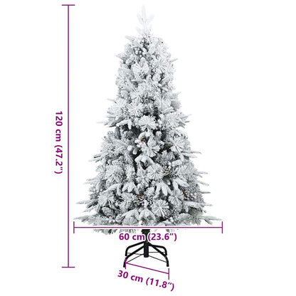 Artificial Hinged Christmas Tree Green and white 120 cm