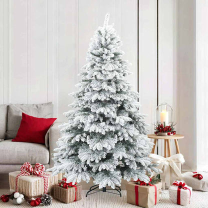 Modern Artificial Hinged Christmas Tree Snow Flocked White