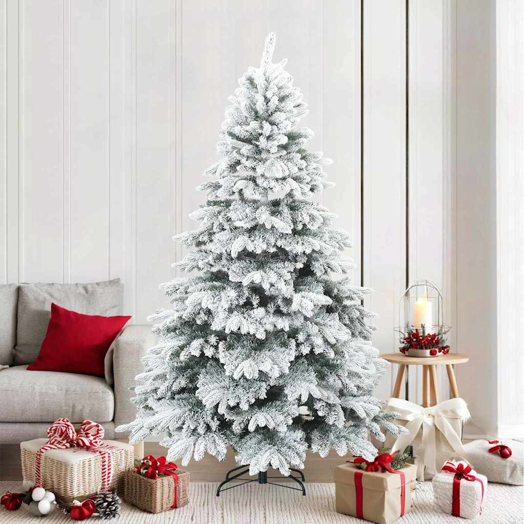 Modern Artificial Hinged Christmas Tree Snow Flocked White