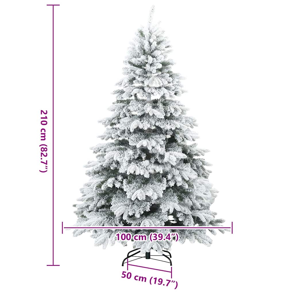 Modern Artificial Hinged Christmas Tree Snow Flocked White