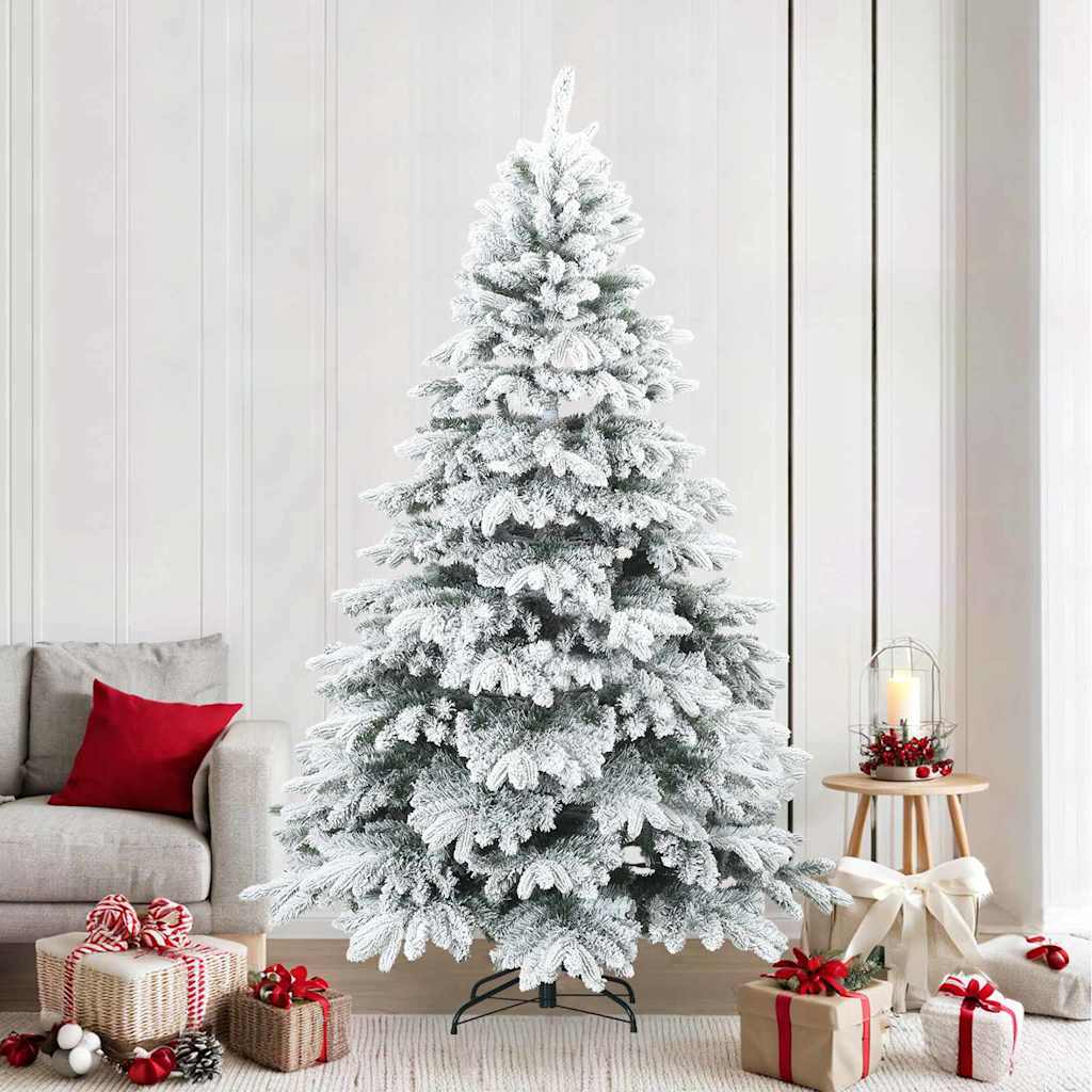 Modern Artificial Hinged Christmas Tree Snow Flocked White
