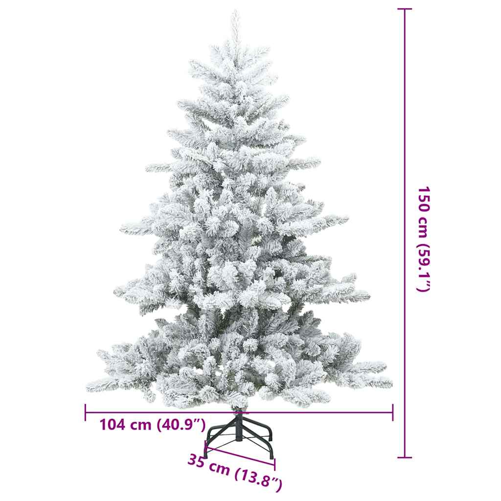 Modern Artificial Hinged Christmas Tree Snow Flocked White