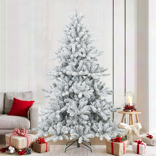 Modern Artificial Hinged Christmas Tree Snow Flocked White