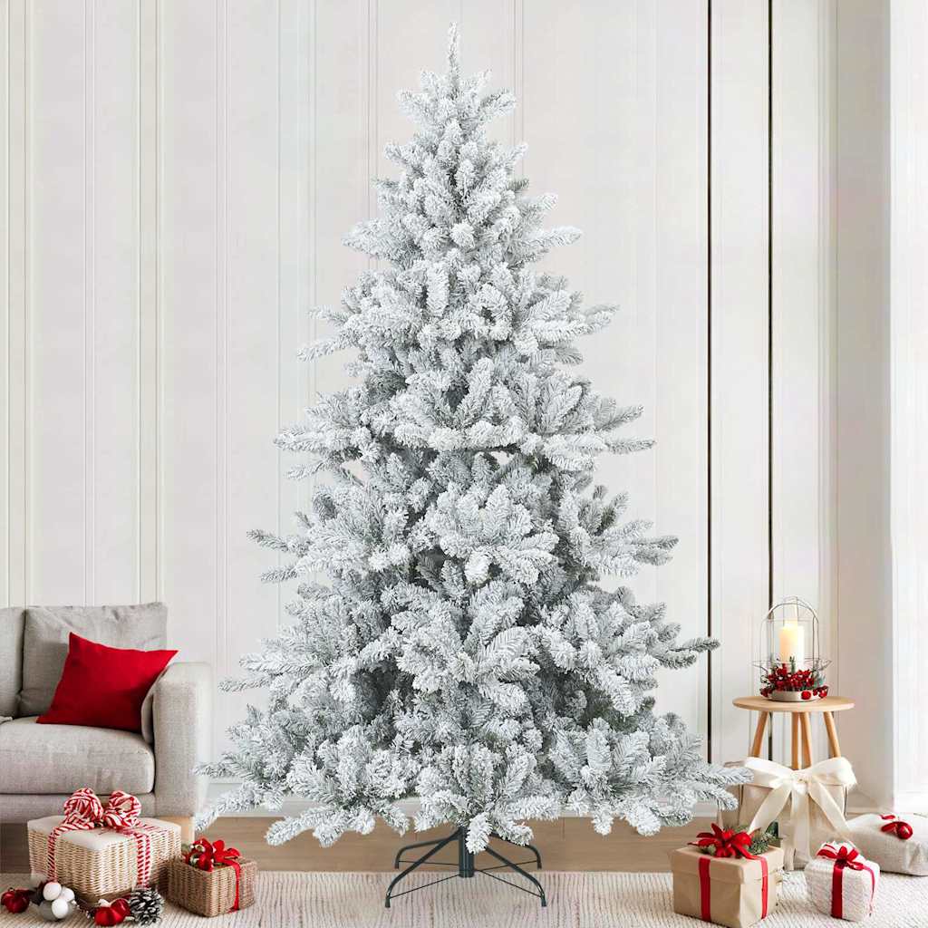 Modern Artificial Hinged Christmas Tree Snow Flocked White