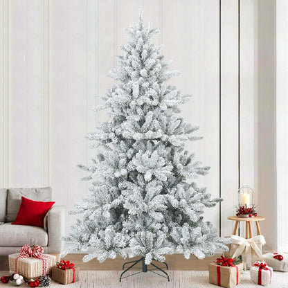 Modern Artificial Hinged Christmas Tree Snow Flocked White