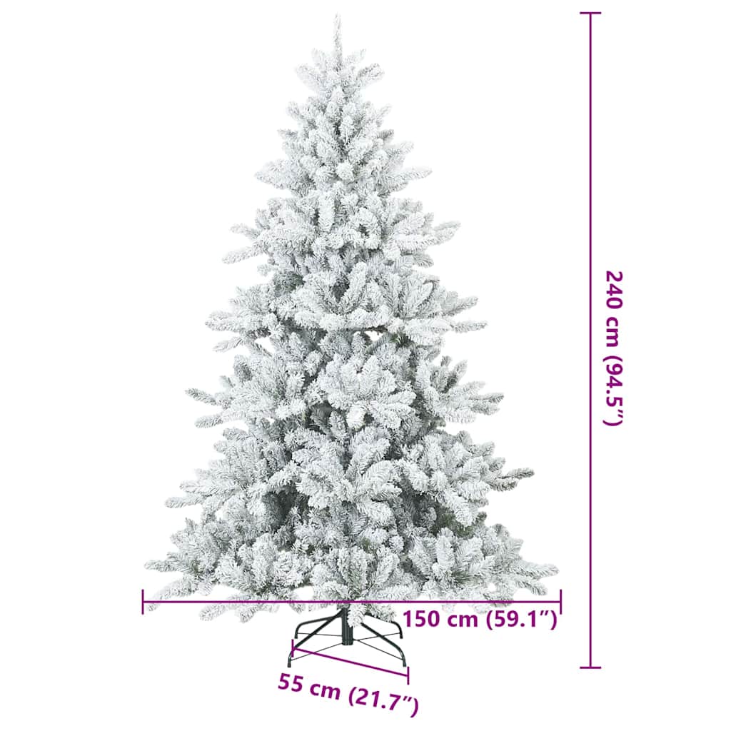 Modern Artificial Hinged Christmas Tree Snow Flocked White