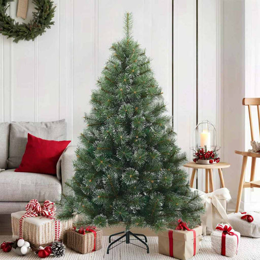 Modern Artificial Hinged Christmas Tree Snow Flocked White