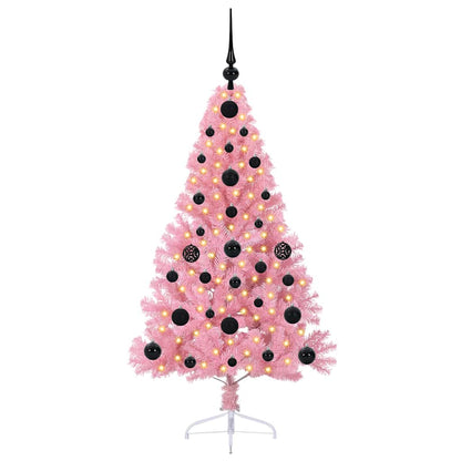 Artificial Pre-lit Christmas Tree with 150 LEDs Pink 120 cm PVC